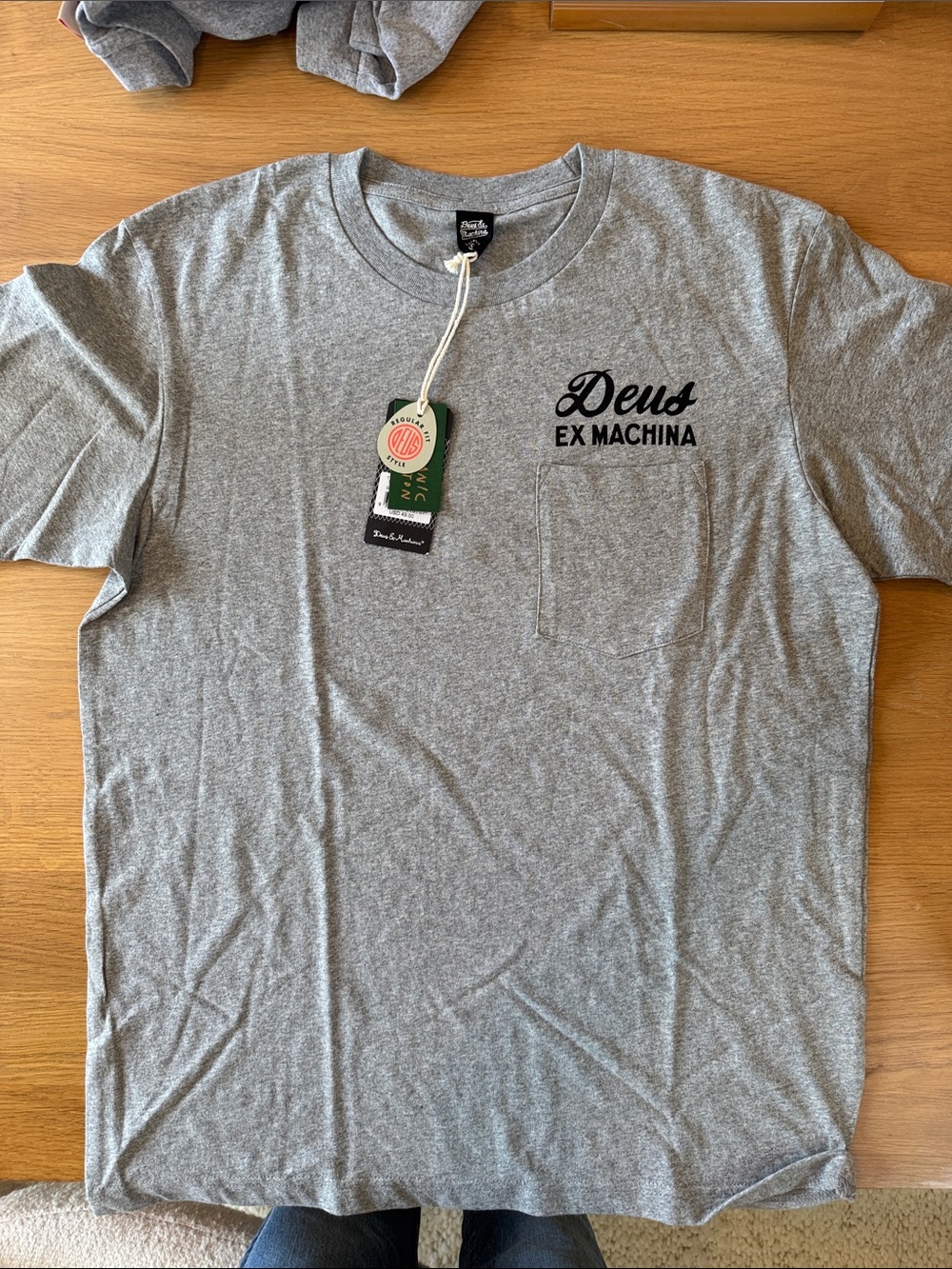 Men's Deis ex Machina Gray Logo Pocket Tee